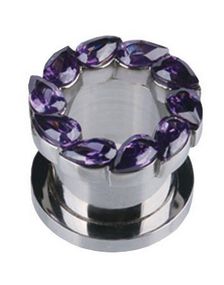 Drip Drop Purple - Silverfärgad Piercing Tunnel
