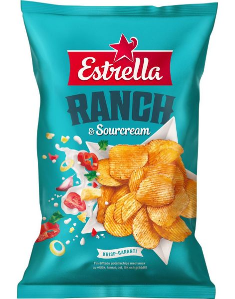 ÄT SNART PRODUKT - Estrella Ranch & Sourcream Chips 175g