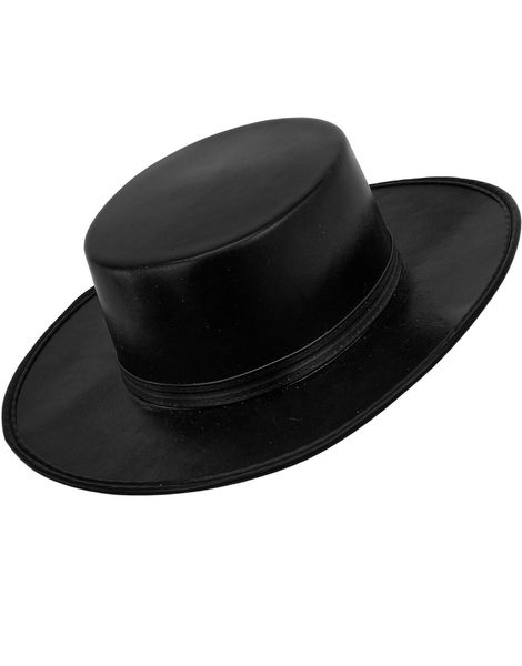 Svart Skinnimitert Spansk Hatt / Bolero Hatt
