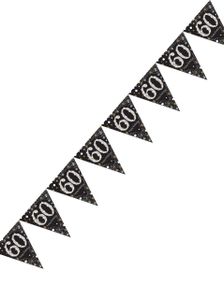 60-Års Firande - 4 Meter Svart Glittrande Flaggbanner