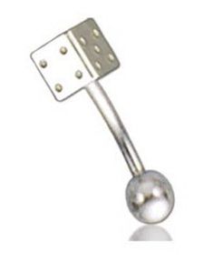 Silver Cube 1.2 x 8 mm med 5 mm Kula Ögonbrynspiercing