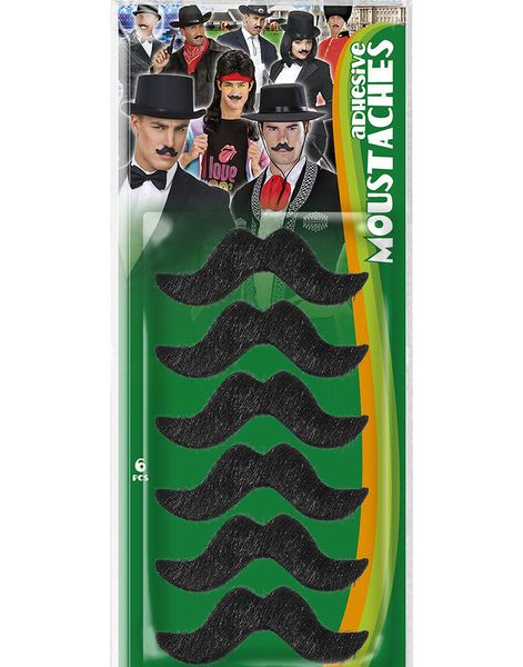 6 stk Svarta Lösmustascher