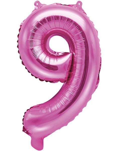 Talet 9 - Rosa 35 cm Folieballong