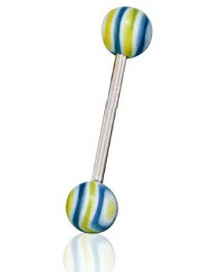 Randig Blå/Grön/Vit Tungpiercing