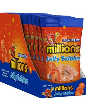 10 st Påsar med Millions Jelly Babies med Smak av Iron Brew 1,8 kg