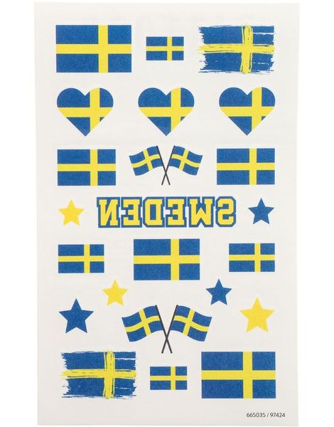 Svenske Flagg Motiv - Midlertidige Tatoveringer