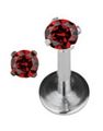 Round Diamond - Labret Piercing med Röd Sten