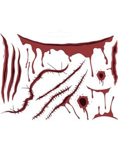 13 stk Blodige Arr - Falsk Tatovering