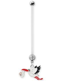 Navelpiercing För Gravida med Storken & Baby