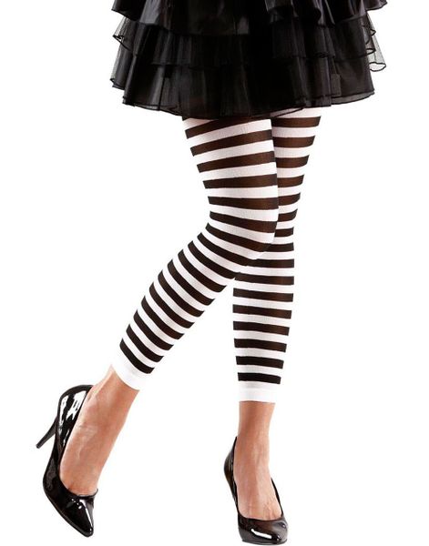Randiga Svarta och Vita Leggings - S/M