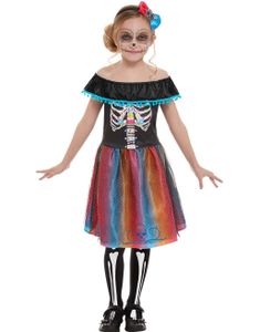 Day of the Dead Senorita Dräkt till Barn 3 Delar