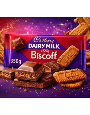 Cadbury Dairy Milk Biscoff - Stor Sjokoladeplate med Biscoff Kjeksbiter 350 gram