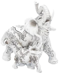 Mor och Barn Elefantfigur med Henna-Motiv 17 cm