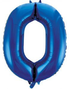 Talet 0 - Kungsblå JUMBO Folieballong 86 cm