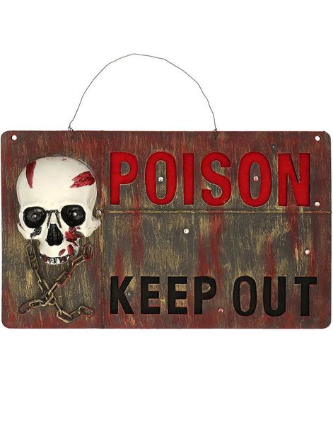 Poison Keep Out - Skilt med Lys 50x30 cm