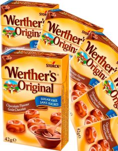 12 stycken Werthers Original Chocolate - Sockerfria Karameller med Chokladsmak - Hel Låda 504 gram
