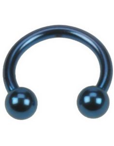 Rund Blå Ögonbrynspiercing med Runda Kulor - 1,2 x 8 mm