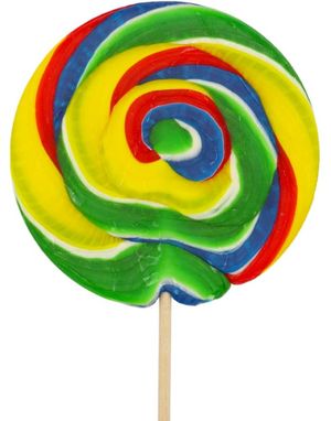 Candy Realms Large Round Lollipop - Stor Rund Regnbuefarget Kjærlighet 125 gram