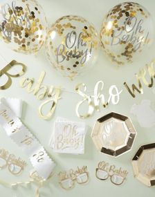 Babyshower Party in a Box - Gullfarget Dekorasjonssett 68 Deler