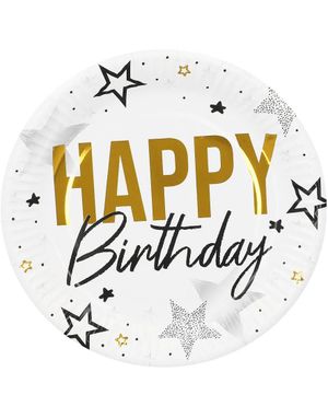 8 st Happy Birthday Pappersplattor 23 cm