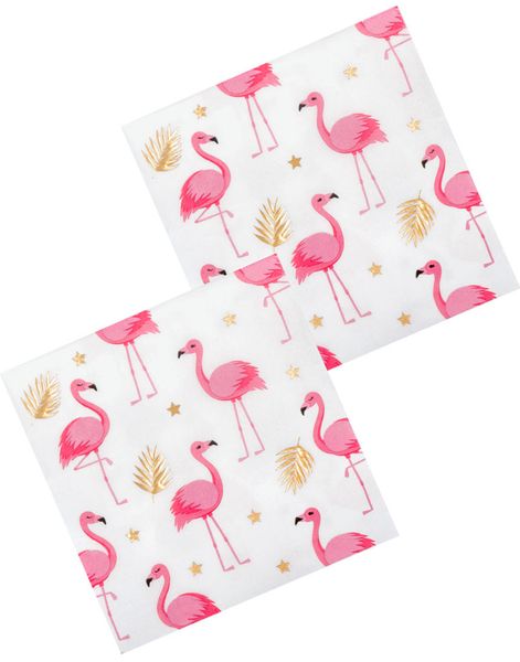 12 stk Servietter med Folierat Guldtryck 33x33 cm - Flamingo Gold