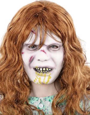 Regan The Exorcist Heldekkende Latex Maske med Festet Hår