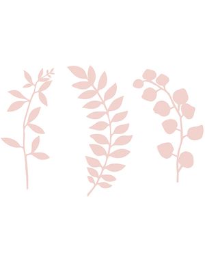 9 stk Puderrosa DIY Grenar med Blad 17 cm