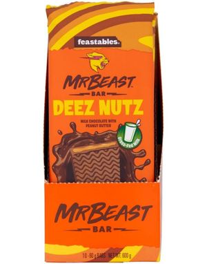 10 st Mr. Beast Bar Deez Nutz Milk Chocolate with Peanut Butter 60 g - Hel Eske