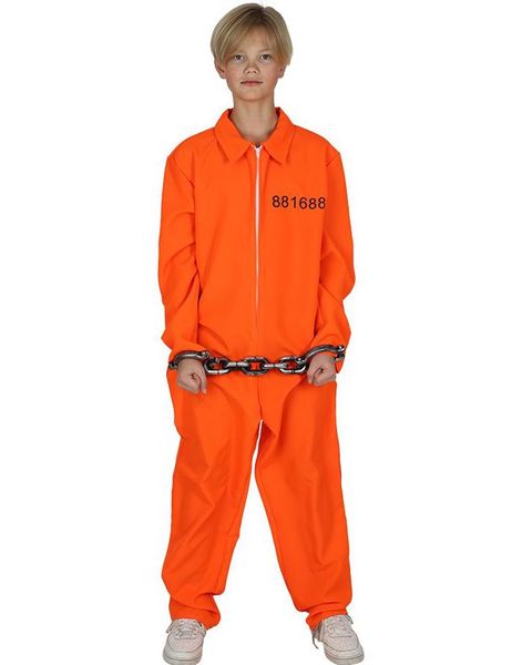 Orange Fangedrakt Barnekostyme - 12-14 ÅR