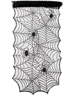 Svart Spindelvev Bordløper med Edderkopp Motiv 180 cm x 44 cm