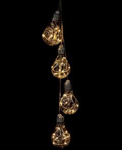 Batteridriven Ljusslinga med 4 Varmvita Glödlampsformade LED-Ljus 80 cm