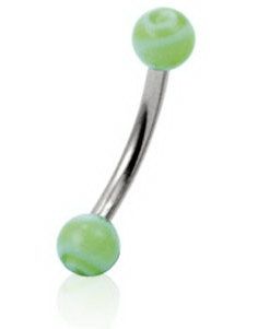 Round Green - 1.2 x 8 mm Ögonbrynspiercing