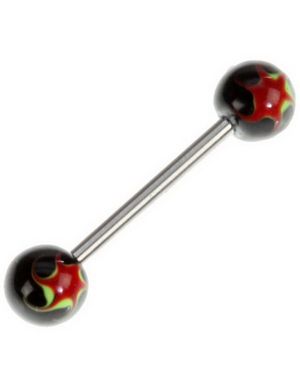 Handmålad Stilig Tungpiercing i Svart/Röd/Grön
