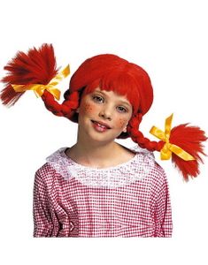 Pippi Inspirerad - Orange Barnperuk med Flätor
