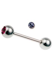 Fin Tungpiercing med Lila Sten