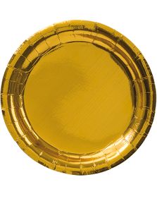 8 stk Små Metalliskt Guldfärgade Papptallrikar 18 cm