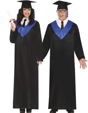 Svart och Blå Examen Cape - Unisex Maskeraddräkt