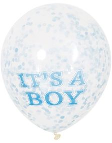 6 stk 30 cm It’s a Boy Blå Konfettiballonger