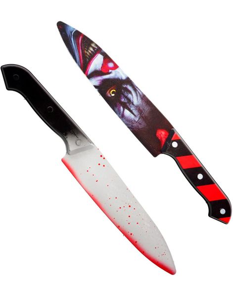 Blodig Kniv med Klovnemotiv - 31 cm