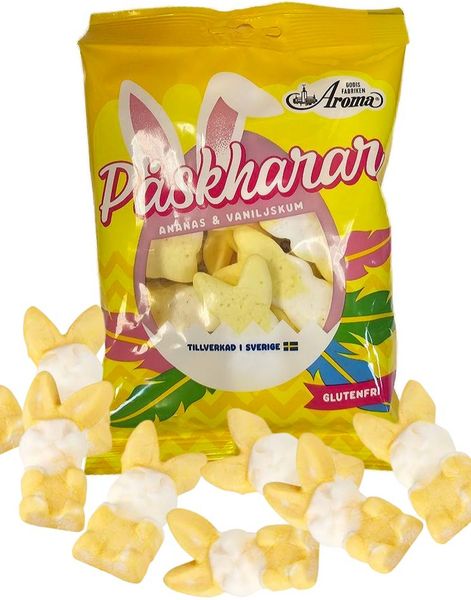 Aroma Påskeskum - Påskhäsformad Skumgodis med Ananas- och Vaniljsmak 100 gram