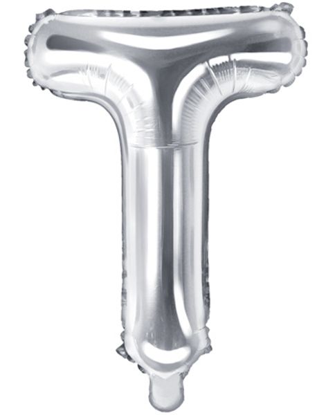 Bokstaven T - Silverfärgad 35 cm Folieballong