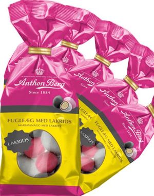 36 stk Anthon Berg Marsipan Fugleegg med Lakris - Hel Eske 3100 gram