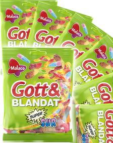 30 st Godt og Blandet Supersur - Olika Sur Vingummibitar - Hel Låda 3,9 kg