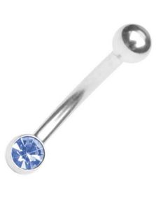 Ögonbrynspiercing med Ljusblå Sten - 1.2 x 8 mm