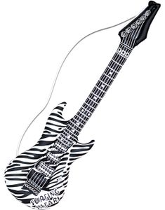Zebramönstrad Uppblåsbar Vit och Svart Elgitarr - 105 cm