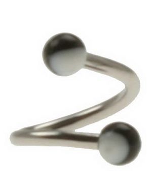 Curve Ögonbrynspiercing med Vita och Svarta Kulor - 1.2 x 8 mm