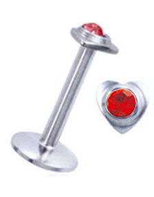 Labret with Heart and Red Stone - Strl 1.2 x 8 mm