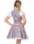 Lyxig Vacker Blå Dirndl Klänning med Blommönster