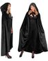 Svart Kostymekappe med Hette i Fløyel til Voksen 140 cm