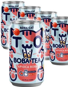 ÄT SNART PRODUKT - 24 st Boba Cat Original Milk Tea - Popping Bubble/Boba Tea - Helt Brett 24x315 ml (Taiwan)